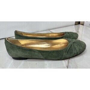 Andrea Carrano Flats Slip On Loafers Shoes Italy Suede Leather Green Sz 39 7.5 8